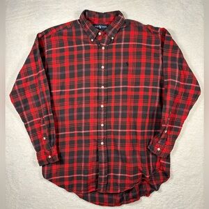 Polo Ralph Lauren Blaire Men's Long Sleeve Plaid Button Down Shirt Size L  VTG